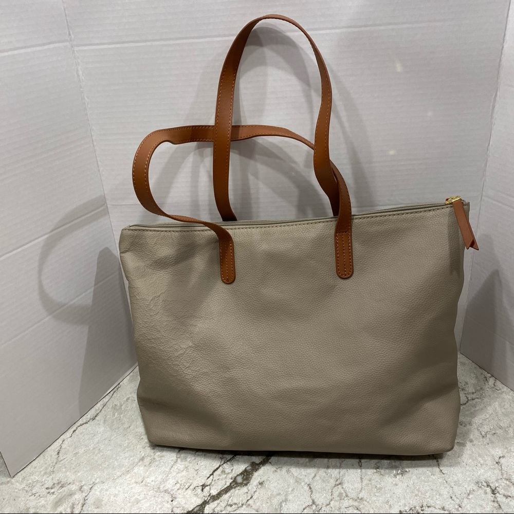 Joy Mangano Pebbled Leather Tote Bag Gem